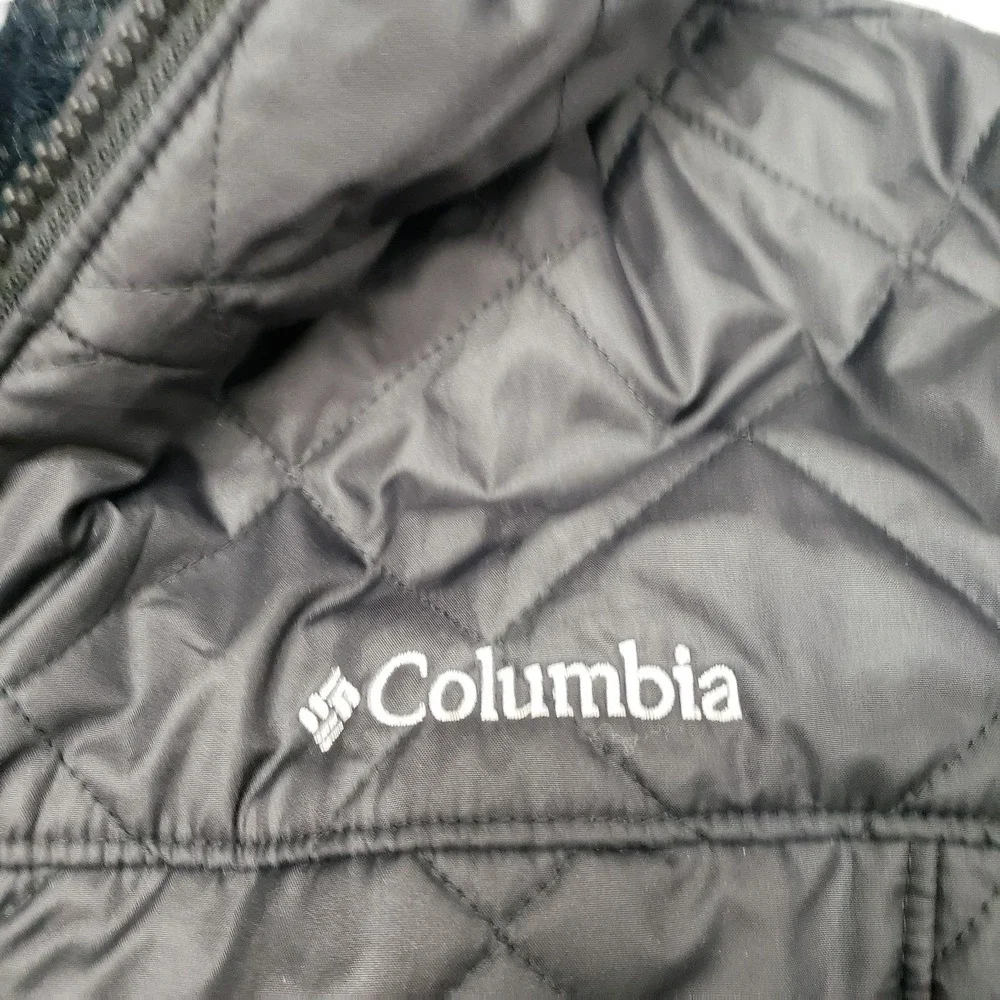 Columbia Jacket Womens XL Black Full Zip Hooded Diamond Quilted Fleece Lined - Picture 4 of 11